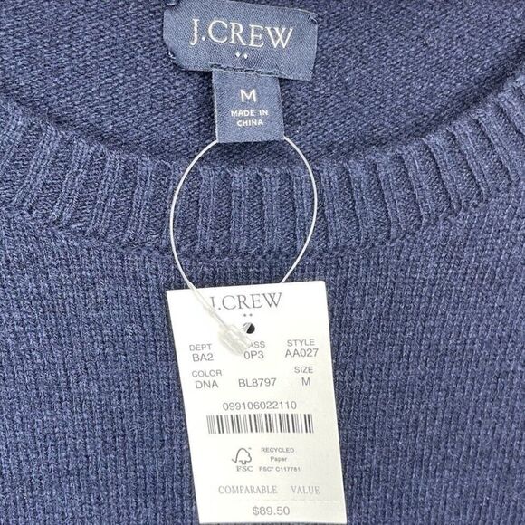 J.CREW Sweater Men Medium Navy Blue Pullover NEW Supersoft Lambswool Blend AA027 - Picture 8 of 11